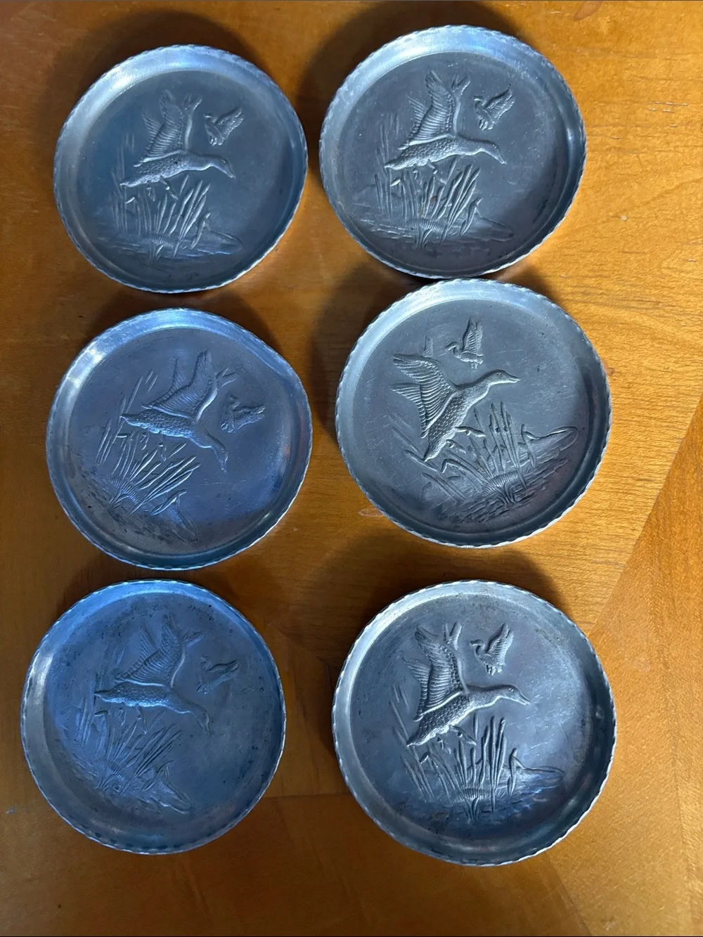 Hammered Aluminum Flying Duck Coasters